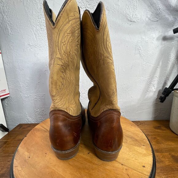 Durango Cowboy Boots Mens 9 Brown Tan Western Ranch Rodeo Leather Pull On Riding main image 11